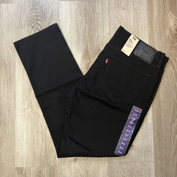 Levi's 511 Slim Fit Mens 36x30 (36x29) Black Washed Jeans Stretch Denim Low NWT - Picture 1 of 14